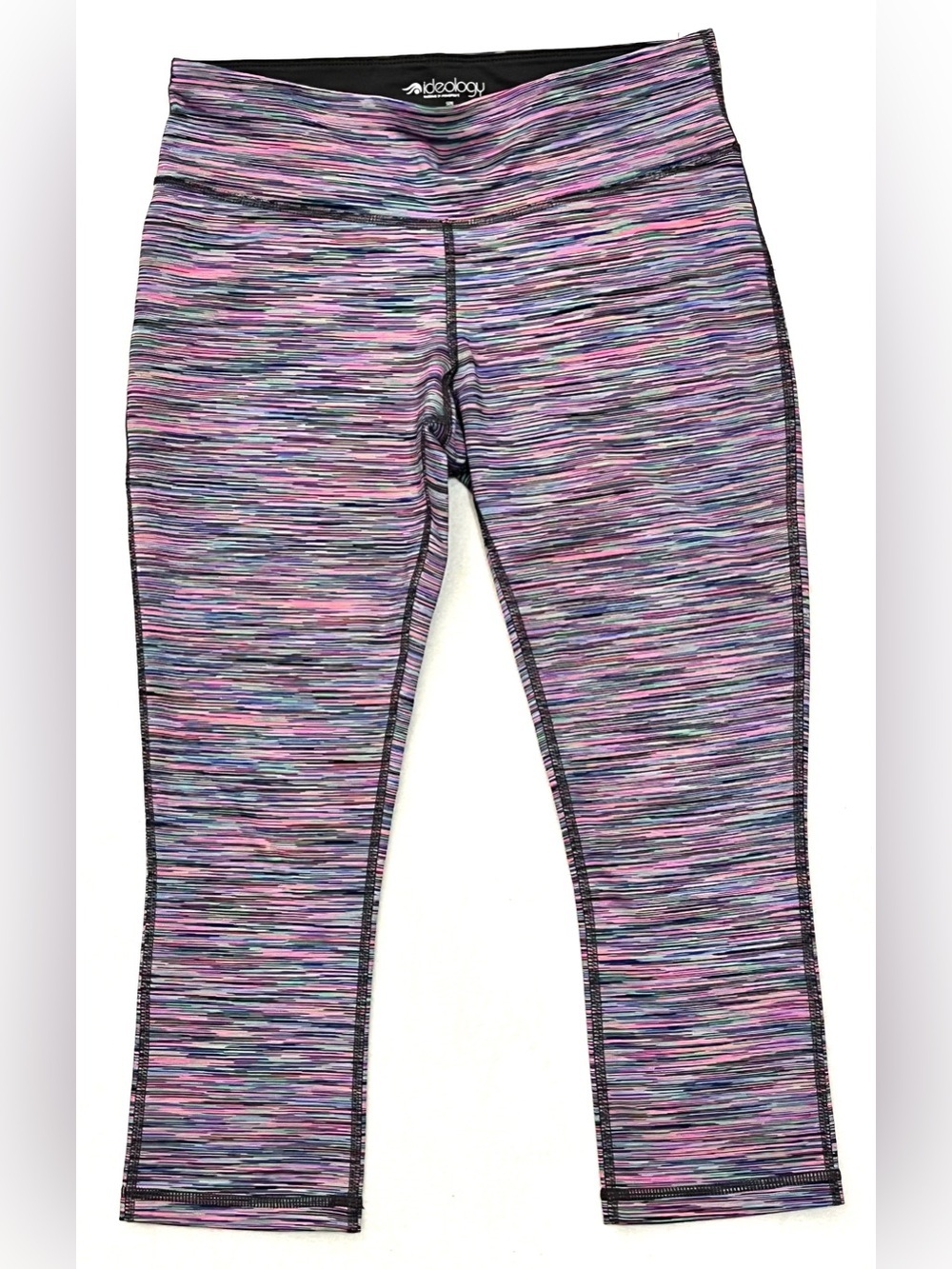 Ideology Women’s Purple-Pink Space Dye Polyester Spandex Capri Leggings Small